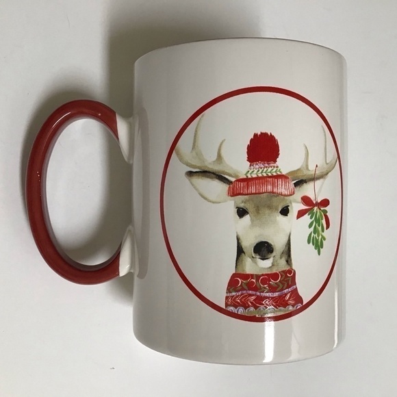 Christmas Reindeer Coffee Mug Cynthia Rowley Tea Cup Mistletoe Holiday New York - Picture 6 of 13